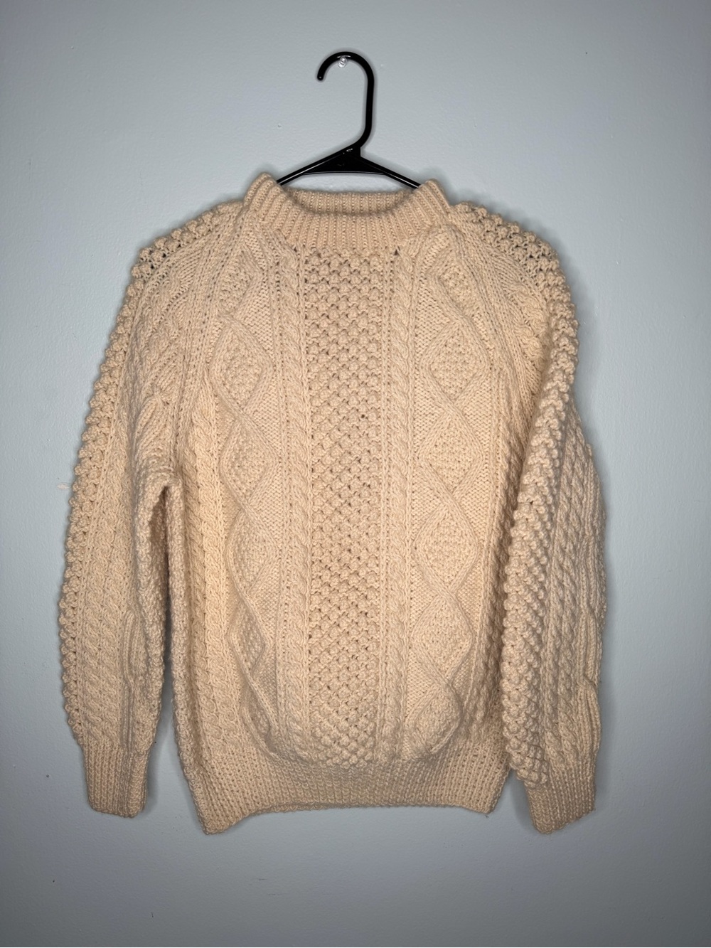 Sliab Liag Irish Hand Knit Chunky Cable Knit Fisherman Sweater Mens (S) Wool Vtg